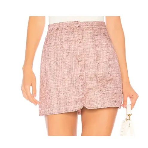 Majorelle Ariah Pink Tweed Button Front Mini Skirt Womens Size Medium