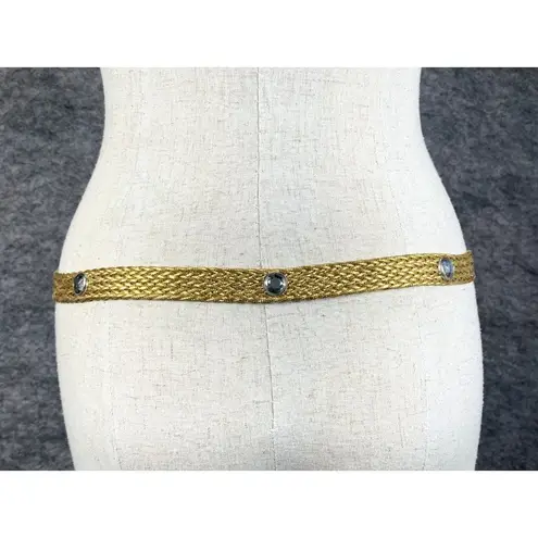 H.I.P. Vintage Statement Belt Womens Gold Tone Braided Metallic Rhinestone 90s