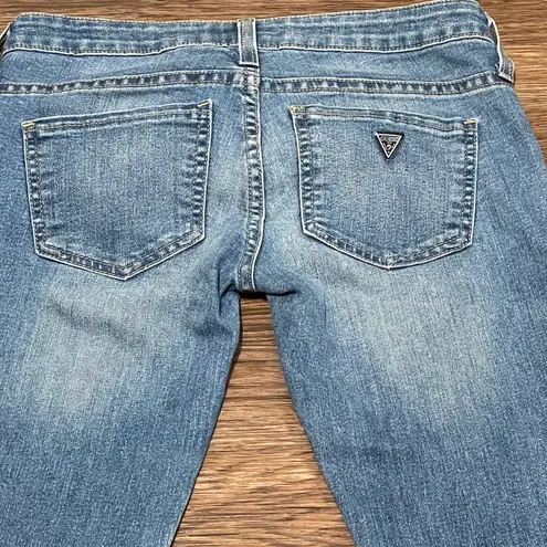 Guess Lowrise Jegging Capri Rollup Jeans Whiskering and Fading Size 25