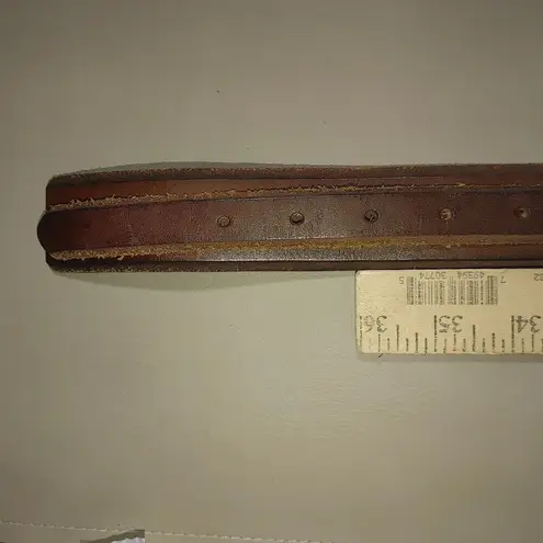 Leather Belt Ann Taylor Loft Brown Brass Buckle Size 36 Medium Genuine Leather