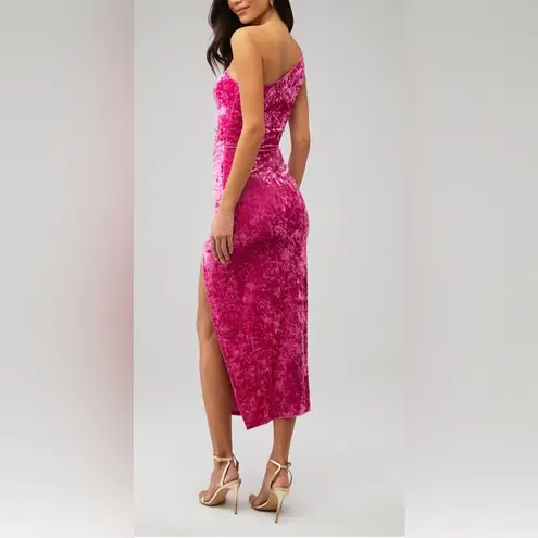 Saylor NIAMA VELVET MIDI DRESS In Bubblegum Color Hot Pink Fuchsia-NWT Size L