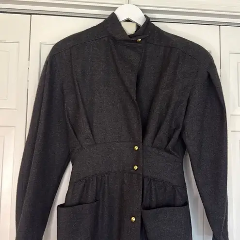 HarvĂ© Benard Harve Benardâ100% wool vintage grey military style dress 4