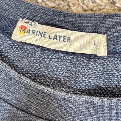 Marine layer Ocean Beach Surf Classic Sweatshirt L Blue Heather Raglan Crewneck