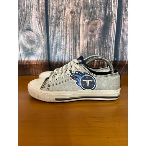 FOCO Tennessee Titans Women's Glitter Canvas Shoes NFL Team Spirit Size 9 Silver
