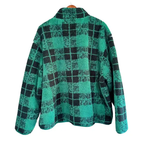 Aerie OFFLINE Green Black Plaid Quarter Zip Fleece Pullover XXL/TTG