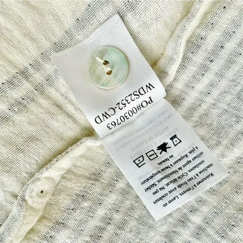 Faherty Dream Cotton Carmel Stripe Gauze Midi Shirt Dress Cream/Blue Sz XS NWT