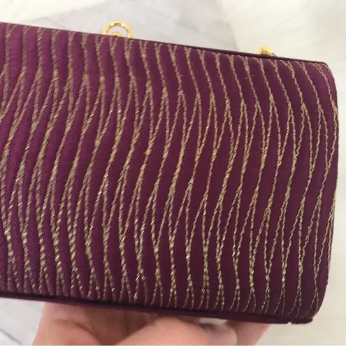 Structured Maroon Purple Shimmer Thread Structured Clutch Bag