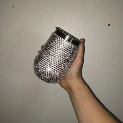 Bling Tumbler Cup Wine Rhinestoned Silver
