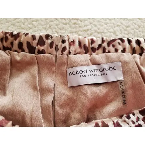 Naked Wardrobe The Statement Leopard Print Mini Skirt Size S Brown