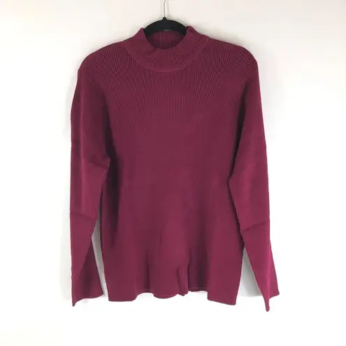 Karen Scott  Womens Top Mock Neck Ribbed Knit Burgundy Red XXL