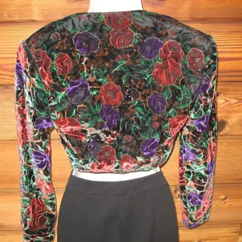 Vintage Velvet Bralette Cropped Jacket Purple