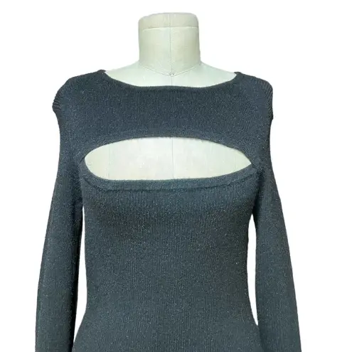 Torn By Ronny Kobo Cut Out Neckline Black Sweater Dress Size Large