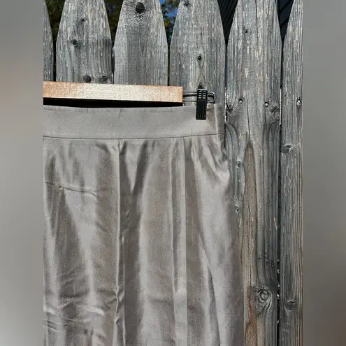 Akris Metallic Sliver A-Line Pencil Silk Skirt