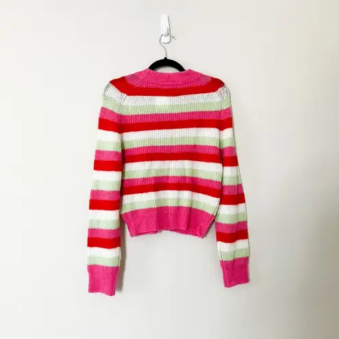 Ganni NWT Stripe Bejeweled Cardigan Pink Sweater XS