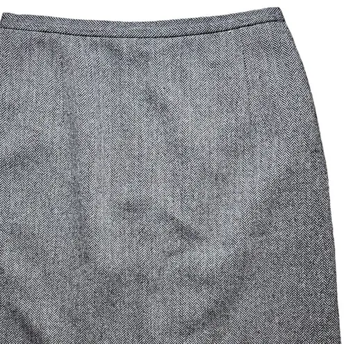 barney's new york VINTAGE Herringbone Wool Skirt Italy Black White 36 Small