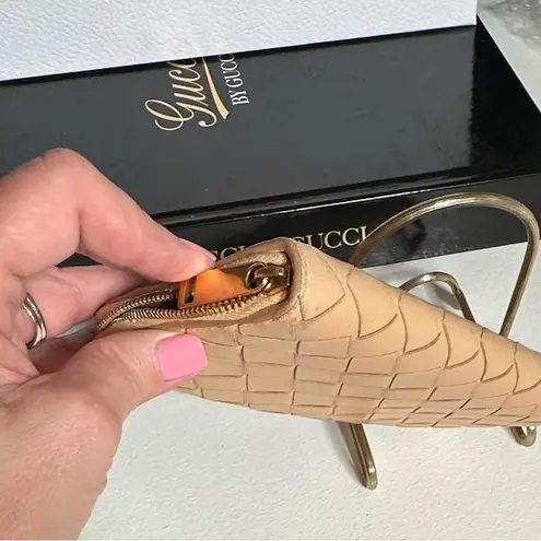 Bottega Veneta Bottega Venetta Beige Leather Woven Zippy Wallet