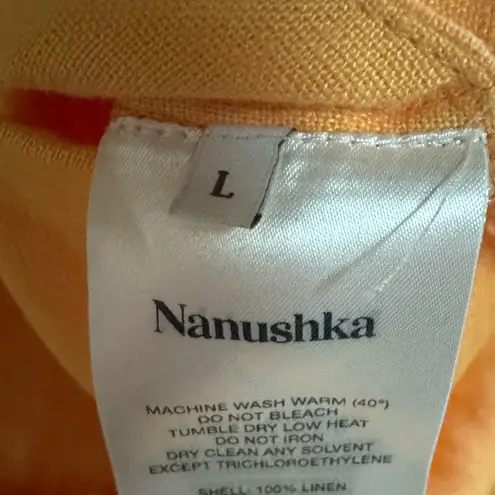 Nanushka Kubra Dress L Orange Linen Cutout Tie Front Midi Size L