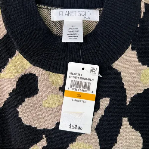 Planet Gold Plus Size 3X Animal Print Sleeveless Cocktail Party Sweater Dress