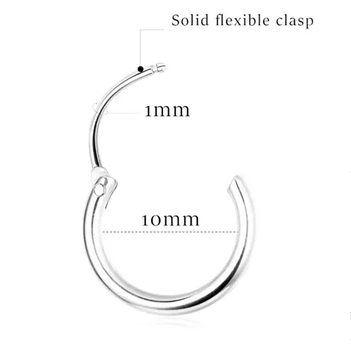 Rainbow Stainless Steel Huggie Hoop Earrings 10mm Purple