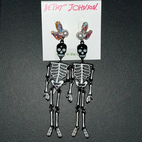 Betsey Johnson  Dangling Skeleton Earrings