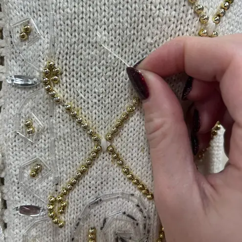 Claudia D. Vintage Beaded Vest XL White