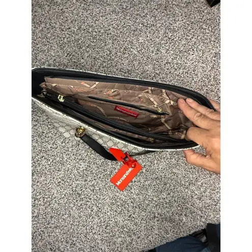 Montana West Women's Black Monogram Tote Bag with Chain Handles