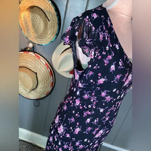 Jones Wear Vintage Flutter Sleeve Hem Midi Dress Medium