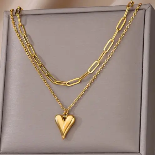18k Gold Polished Double Layered Necklace