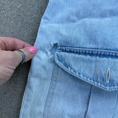 Y2K Faded glory embroidered butterfly overalls jumper dress art smock Blue Size M