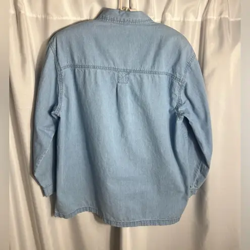 Passion Vintage Southwestern Woman’s Button Down Cactus Embroidery Blue Size L Size L