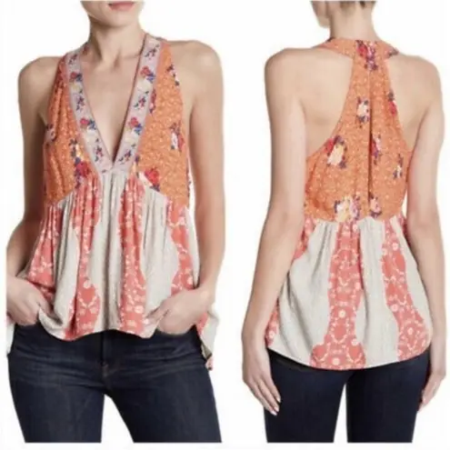 Free People  Dream Darlin Floral Patchwork Tank Top