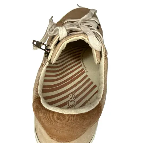 Taos Z Soul Canvas Sneakers Women's Size 9 Side Zip Lace Up Tan Beige Neutral