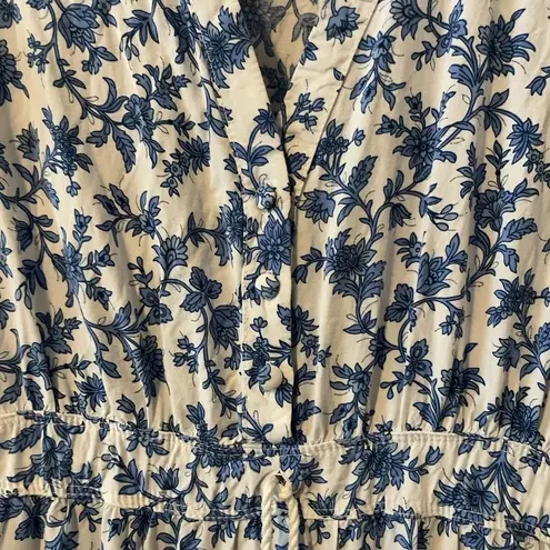 R. Vivimos dress Floral Boho Midi Cottagecore Milkmaid Peasant S Blue Peasant