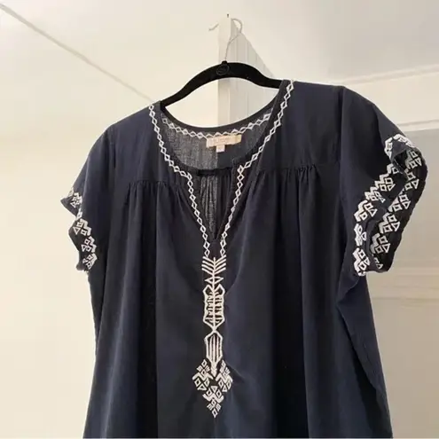 Pink Chicken New York Embroidered Cotton Blouse Black Size S