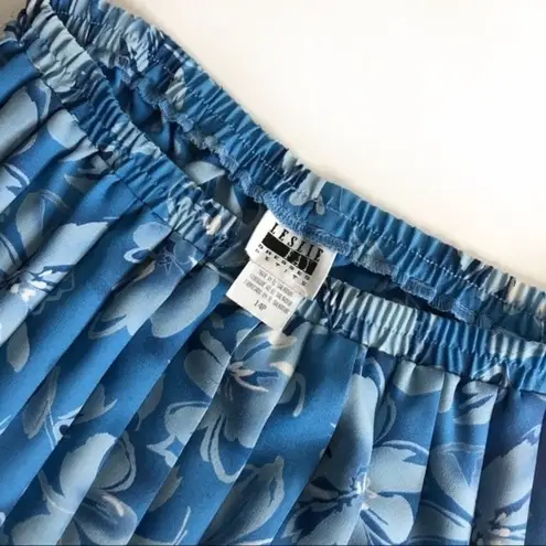 Leslie Fay Light Blue Floral Skirt Suit Womens Size 14 P VINTAGE