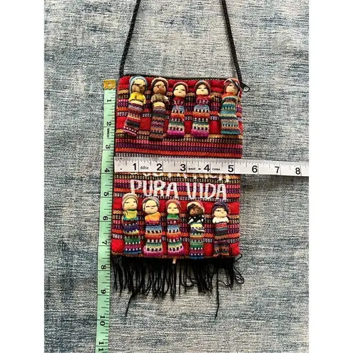 Costa Rica Pura Vida Knit Pouch Shoulder Bag w Fringe Purple