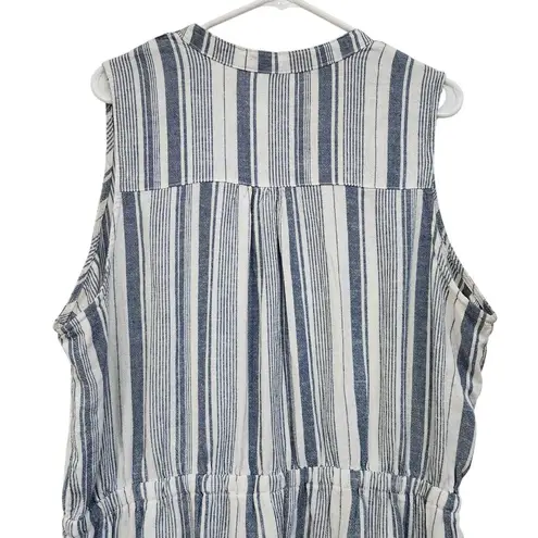 Kelly Renee Stripes Sleeveless Tie Waist Romper Shorts Blue White Size XL