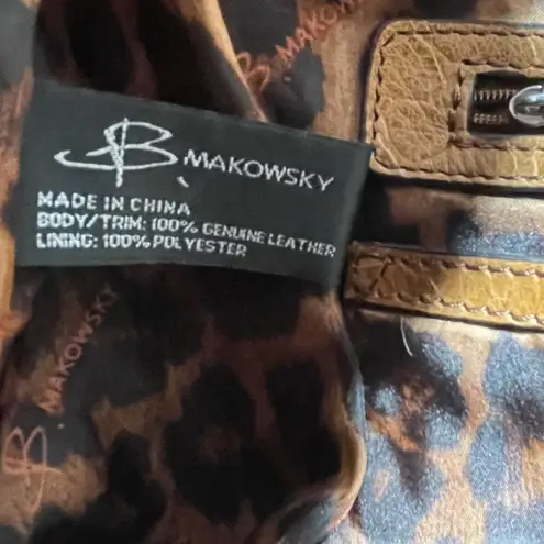 B Makowsky Brown Crocodile Patterned Leather Satchel Purse