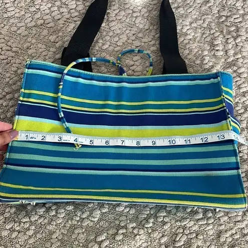 Source Unknown Summer Fashion Blue/Green Striped bag w/ lots of storage. Lined. Rectangle NWOT