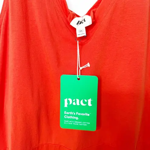 Pact NWT | Orange V-Neck Sleeveless Fit and Flare Dress with Pockets Sz. XXL
