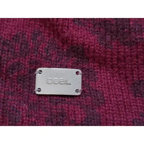 Coal Headwear Hat Wool Angora Blend Knit Beanie Women Paisley Burgandy Floral Pink