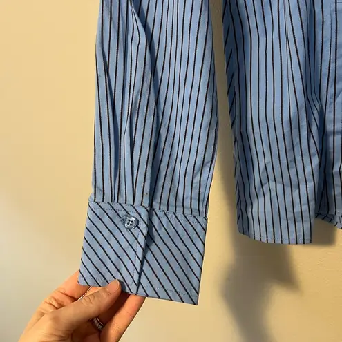 Blue and Brown Button Down Shirt with Vertical Stripes Size 8
