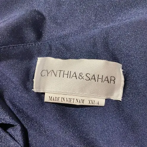 Cynthia & Sahar Luz Luxe Satin Stretch Formal Gown in Midnight Navy Size XXL