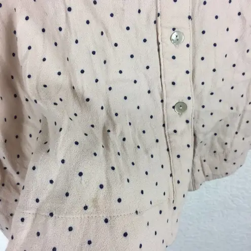 Free People  Tunic Dress This Town Buttondown Dress Pink Polka Dot Small