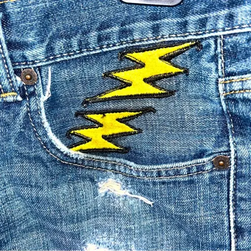 Levi's  569 Cut Off Distressed Denim Shorts Womens 30/31 Patches Y2K Festival‎