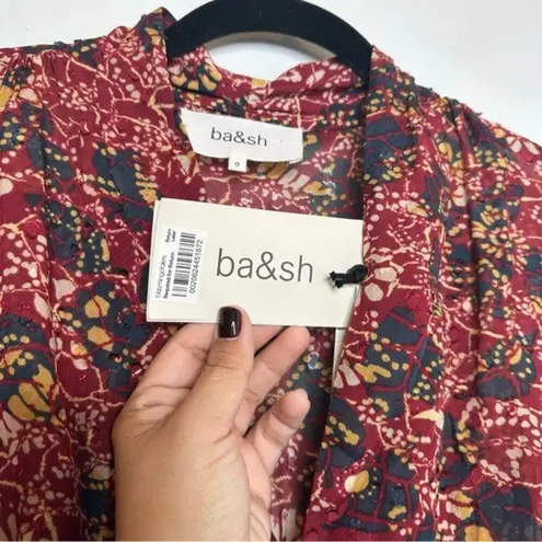 Ba&sh NWT Giani Printed Mini Dress in Bordeaux