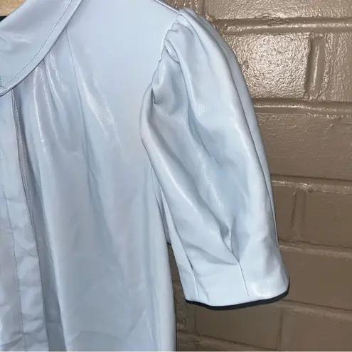 NEW DOLCE CABO Baby Blue Short Sleeve Vegan Leather Dress in Cornflower M $159 Size M