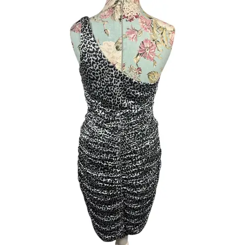 Ruby Rox Ruby Fox Womens Black White Leopard Print One Shoulder Ruched Bodycon Dress XL