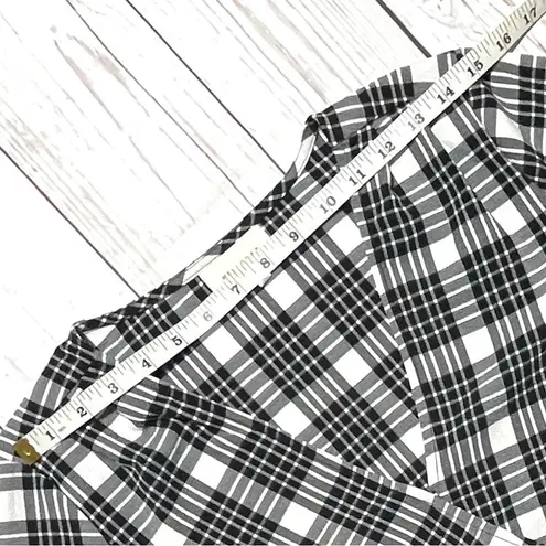 MELLODAY Long Sleeve Blouse Black Gingham Print Tops Size Medium