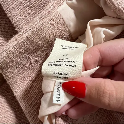 L'Agence L’AGENCE Kenzie Double Breasted Blazer Jacket Petal Blush Pink Boucle